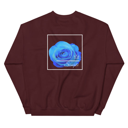 Simple Unisex Sweater Blue Flower Print
